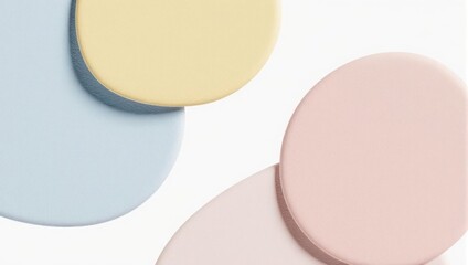Abstract pastel colored circles overlapping on white background, modern design.