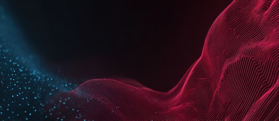 Fototapeta premium Abstract digital data visualization with wavy lines and glowing particles
