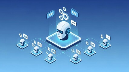 Isometric artificial intelligence network with central hub and multiple nodes