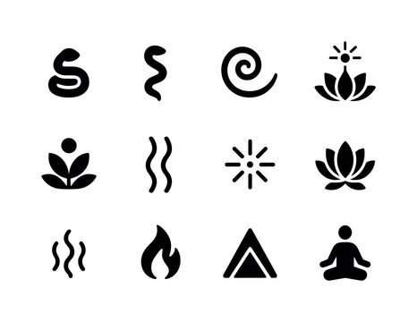 Kundalini Energy Icons. kundalini energy. Solid icon set of kund