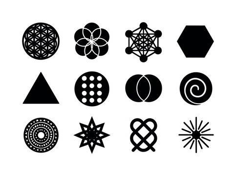 Sacred Geometry Icons. Sacred geometry. Solid icon set of Sacred