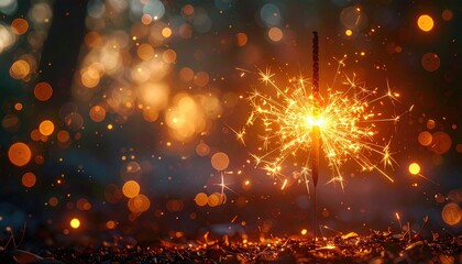 Burning Sparklers with Warm Light and Bokeh