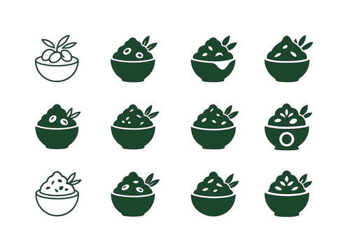 Olive Tapenade Icons. Olive tapenade. Icon set. Set Logo of Oliv