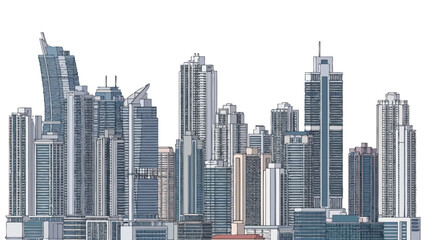 Fototapeta premium A Vast Collection of Modern Skyscrapers Creating an Impressive Urban Skyline