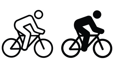 Cyclist icon set bicycle rider sports racing fitness outdoor activity vector