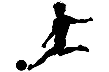 サッカー選手のキックシルエットベクターイラスト