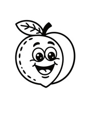 Cute fruit and berry simple doodle style. Cute cartoon Sweet garden food. Healthy vitamin fruits character. Flat vector illustration on white background
