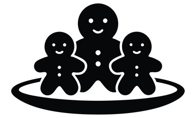 Gingerbread man on a plate silhouette vector illustration