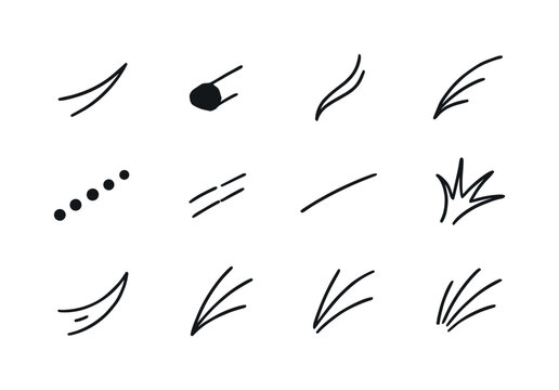 Brush Stroke Icons. Brush splashes. Line icon set of brush splas
