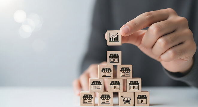 Strategic business growth and franchise network expansion concept for development success and future prosperity