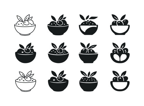 Olive Tapenade Icons. Olive tapenade. Icon set. Set Logo of Oliv