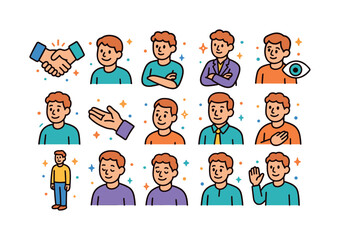 Positive Interaction Icons. Positive impression. Colorful isomet