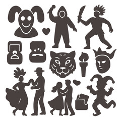 Carnival Celebrations Silhouettes in Motion. eps