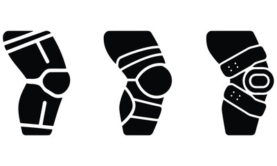 Knee brace vector set orthopedic support icons for injury recovery and medical use