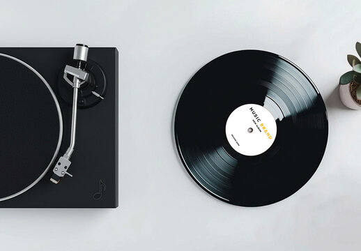 Music Vynil Record Mockup Template