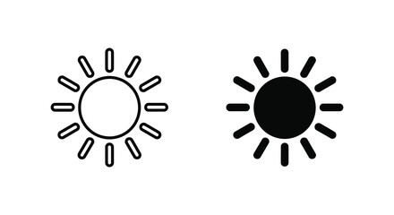 Fototapeta premium Two sun icons one outlined and one filled representing day and night silhouette