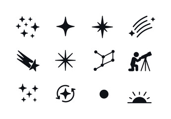 Obraz premium Starry Night Icons. Starry night. Solid icon set of starry night