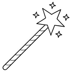 Magic wand line art vector minimalist design on a white background