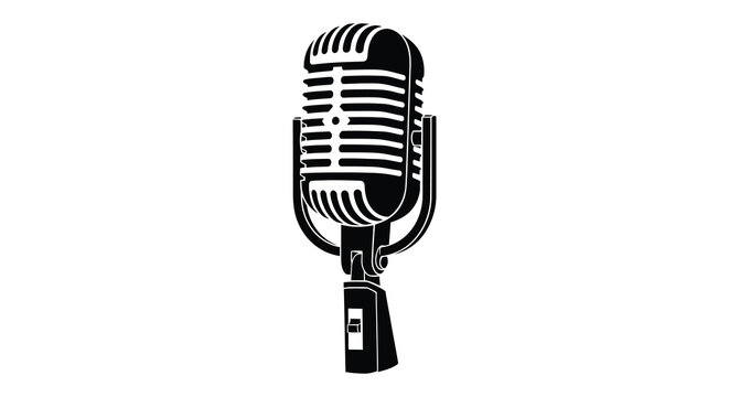 Vintage style microphone illustration a classic design element for music and broadcasting silhouette
