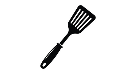 A black kitchen utensil a flat spatula presented as a striking silhouette © Niloy MotionArts 3D7