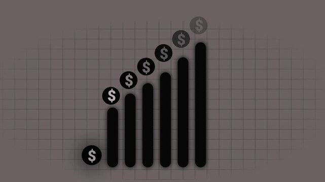 Business Growth and Success Concept. Business growth graph with dollar icon, Financial dollar growth icon. Financial business dollar progress. Business growth infographic animation.