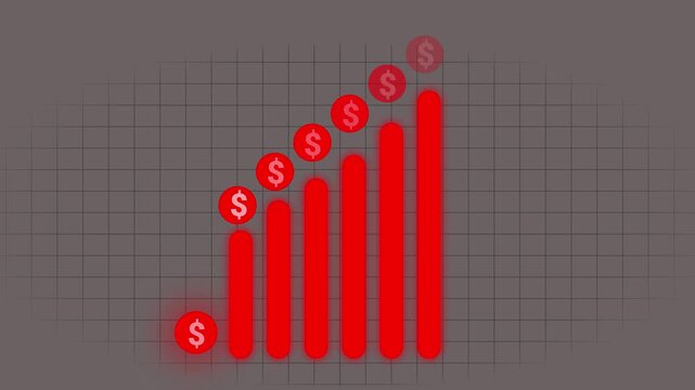 Business Growth and Success Concept. Business growth graph with dollar icon, Financial dollar growth icon. Financial business dollar progress. Business growth infographic animation.