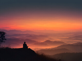 Serene Meditation: Sunrise Mountain Vista