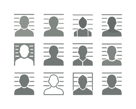 Faded Mugshot Icons. Faded police mugshot. Icon set. Set Logo of