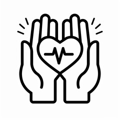 Obraz premium Caring hands gently hold a heart with a lifeline, symbolizing health and protection.