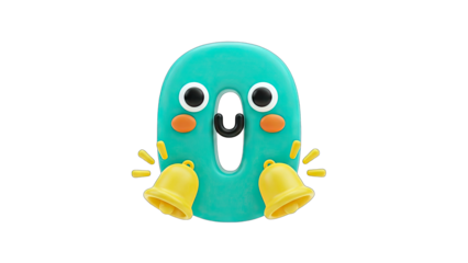 Cute Cartoon Zero with Bells and Notifications
