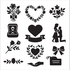Romantic Floral Heart Silhouettes.eps
