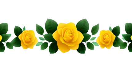 Yellow rose green leaf floral border decorative pattern nature botanical spring summer garden cheerful design create vibrant floral border with yellow roses and green leaves perfect for spring