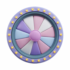 Obraz premium 3D pastel prize wheel close-up with marquee lights, isolated on transparent background.