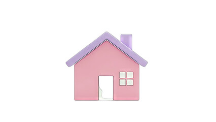 Fototapeta premium Cute Pink House Isolated on White Background