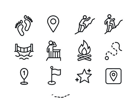 Discovery Icon Set. Discovery Journey. Line icon set of Discover