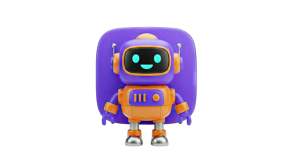 Cute Robot Standing Isolated on White Background