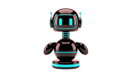 Cute Robot Standing on White Background