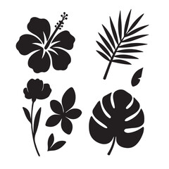 Tropical Flower Silhouette Set.eps