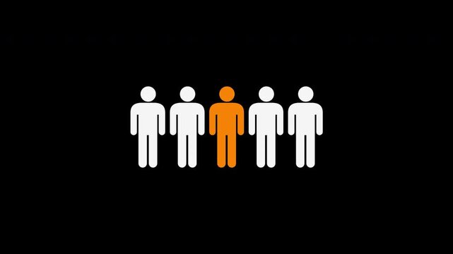 Dare to difference concept, Animated people Standing out of the crowd. Individuality and independence of leadership and uniqueness 4K