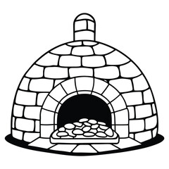 Traditional stone oven vector illustration on white background