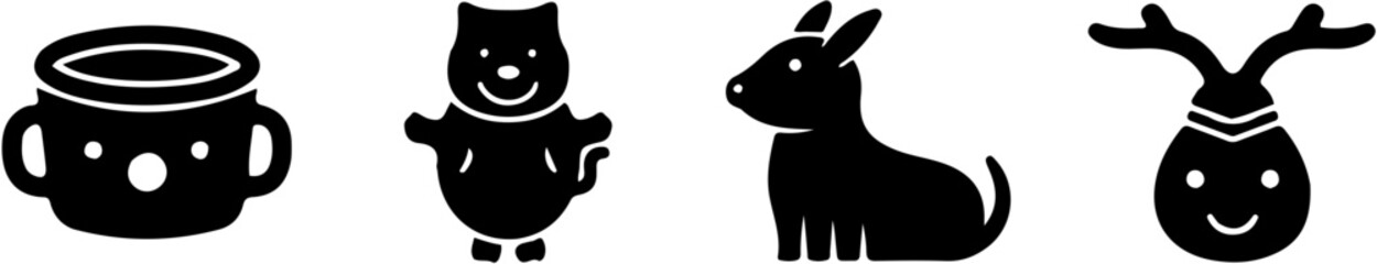 Naklejka premium Adorable Animal Icon Set Featuring Cute Characters, Potty Training Accessories, and Whimsical Creatures for Kids