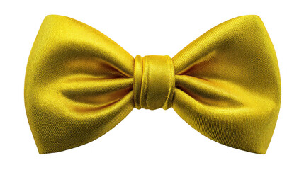 Yellow bow tie satin fabric elegant accessory formal wear isolated on transparency background fashion detail classic style menswear party outfit cheerful vibe
