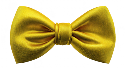 Yellow bow tie satin fabric elegant accessory formal wear isolated on transparency background fashion detail classic style menswear party outfit cheerful vibe