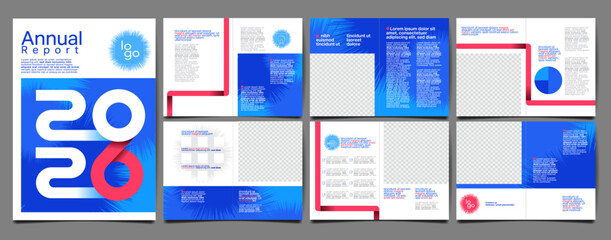 Corporate annual report presentation template with multipage layout