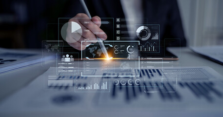 A comprehensive business intelligence dashboard for data analysis. The interface displays global metrics, team performance charts, and financial reports for strategic planning. Fermion