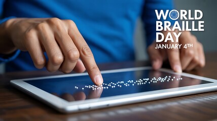 World braille day digital touch learning concept
