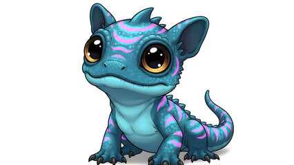 A cute funny monster character illustration with a happy smile as a 3d toy vector for a fantasy cartoon comic