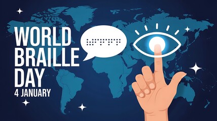 World braille day accessibility and touch learning concept
