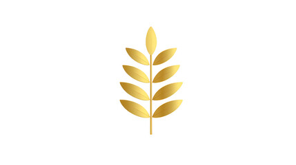 Golden laurel branch with shiny leaves, symbolizing victory, achievement, and honor, isolated on transparency background, elegant and minimalistic design for awards or decoration