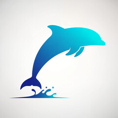 Fototapeta premium Jumping Dolphin Vector Illustration with Blue Gradient Ocean Design 